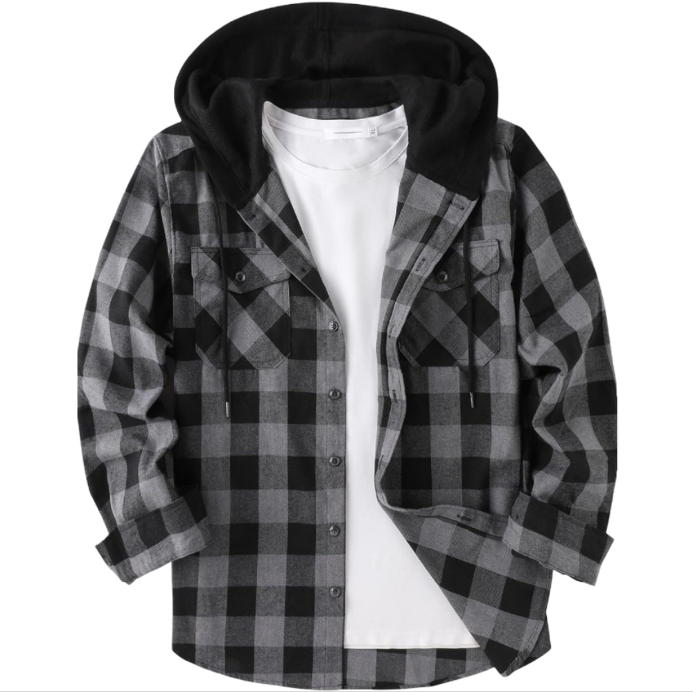 No Boundaries Black and Gray Checkered Long Sleeve Shirt Size L